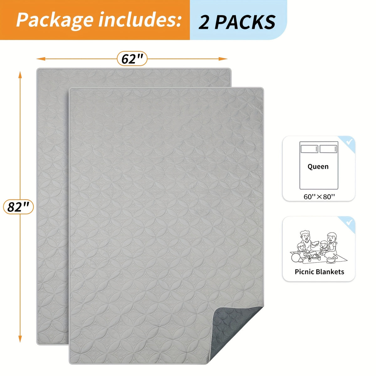 Reversible Dog Blankets 2 Pack, Soft Washable Pet Furniture Protectors for Large Dogs, Couch and Dog Bed Covers in Three Size Options