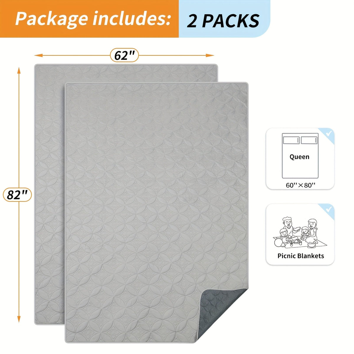 Reversible Dog Blankets 2 Pack, Soft Washable Pet Furniture Protectors for Large Dogs, Couch and Dog Bed Covers in Three Size Options