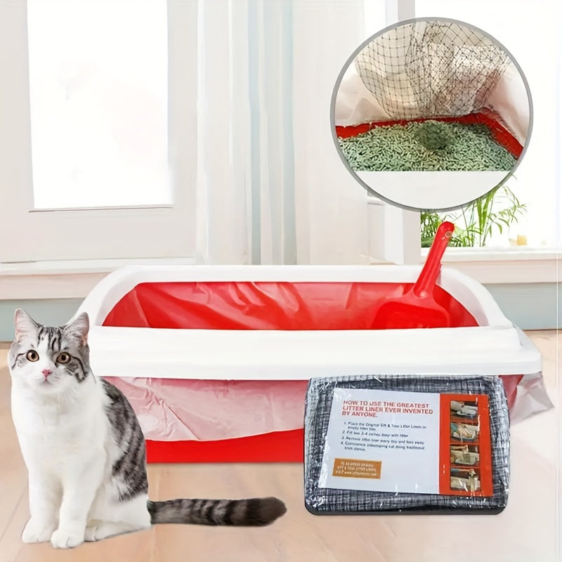 Cat Litter Sifting Bags 10-Pack, Reusable Washable Mesh Filter Liners for Indoor Cat Litter Boxes, Lift-and-Sift Daily Cleanup Accessories