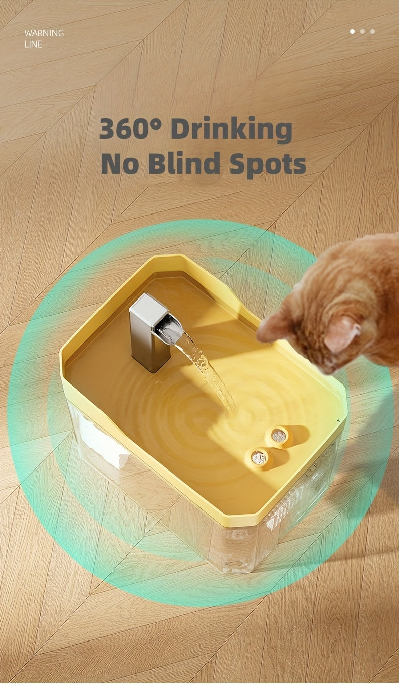 USB Cat Water Fountain with 4-Stage Filtration, Quiet Automatic Circulating Pet Drinking Dispenser for Cats and Dogs with Visible Water Level Window