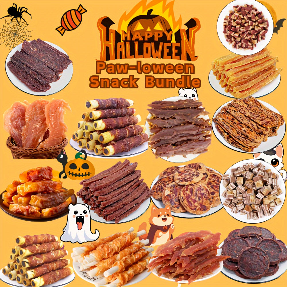 Halloween Dog Treat Bundle 1100g, Paw-loween Chicken and Duck Snack Assortments with Eight Bundle Options for Seasonal Gifts and Supervised Rewards