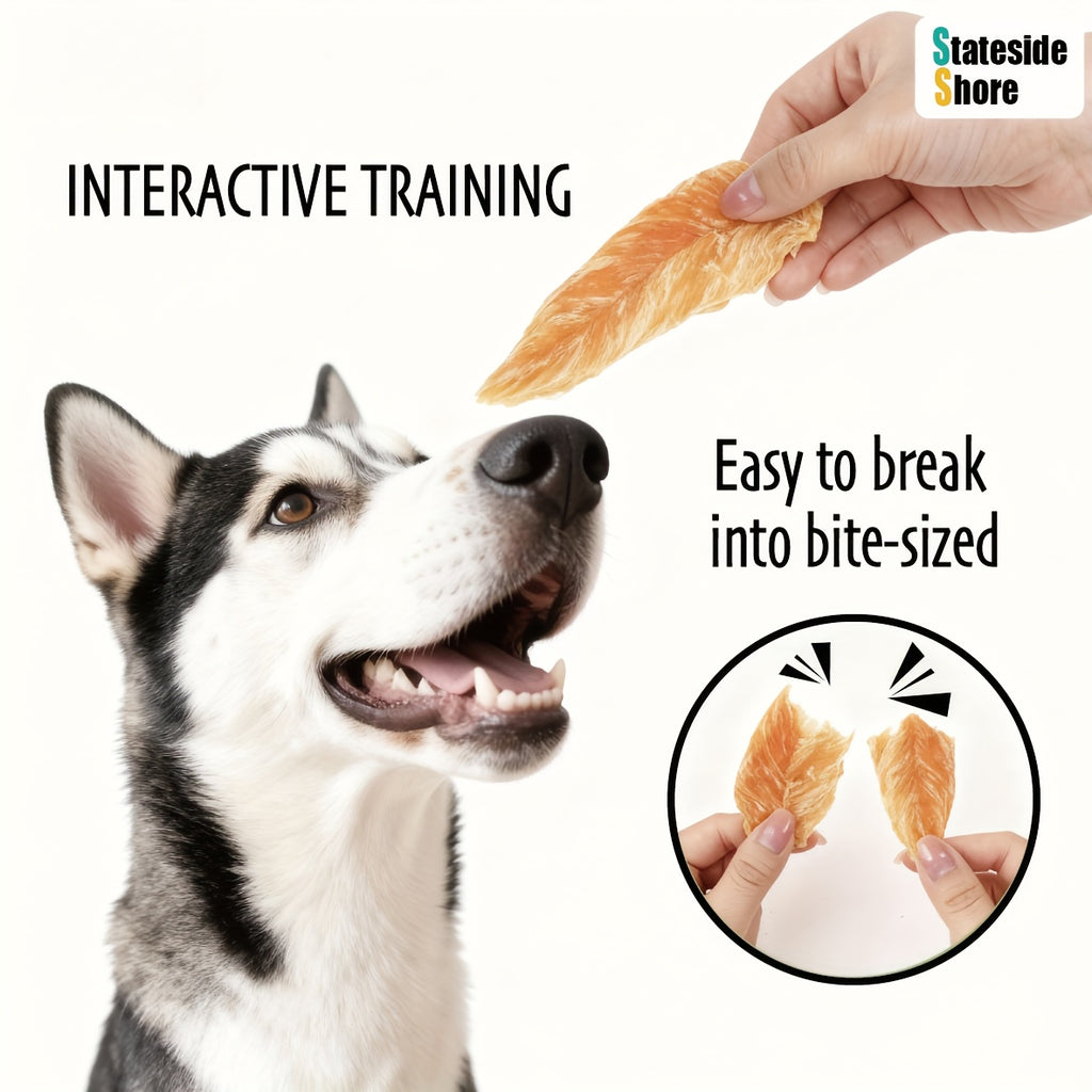 Dried Chicken Jerky Dog Treats, Chicken Breast Strips for Supervised Training Rewards and Everyday Snacks, 300g or 900g Bag Options