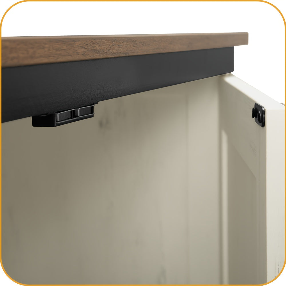Hidden Litter Box Furniture with Barn Doors, Farmhouse Cat Cabinet with Reversible Entrance, Removable Divider and Ventilation Holes