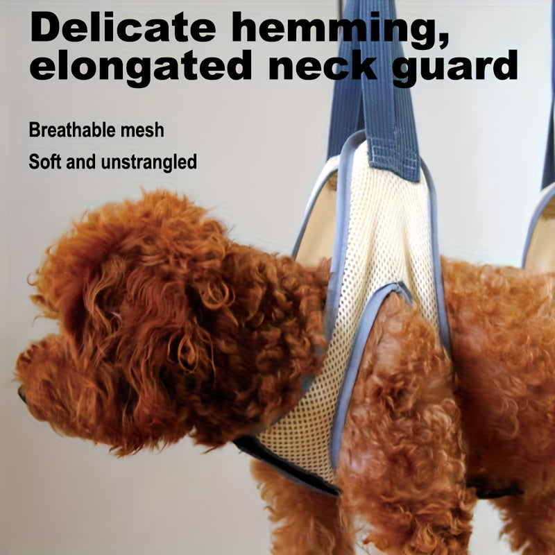 Mesh Pet Grooming Hammock with Adjustable Straps and Hooks, Breathable Nail Trimming Support Sling for Cats and Small Dogs in Grey or Pink