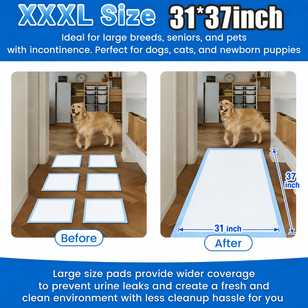 Dog Pee Pads 31 x 37 Inch, 75 Count Extra Large Disposable Puppy Training Pads with Seven-Layer Absorption for Large Dogs and Multi-Pet Homes