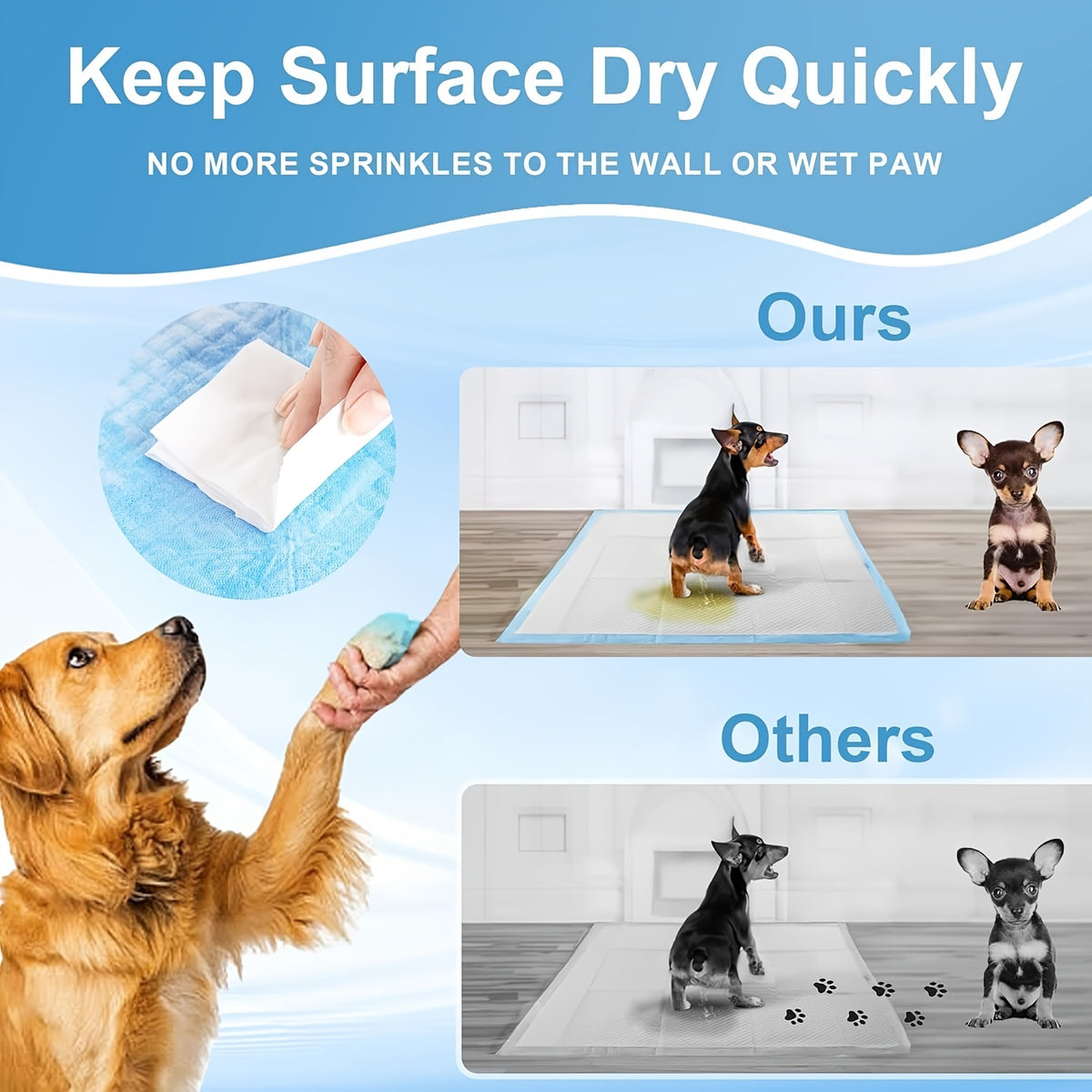 Disposable Dog Pee Pads for Potty Training, 30 x 36 Inch 60 Count or 31 x 47 Inch 40 Count, Extra Large Absorbent Puppy Pads for Home and Crate Use