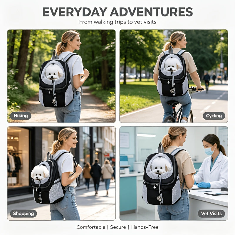 Legs Out Dog Backpack Carrier for 13-17 lb Pets, Medium Breathable Front Carrier with Adjustable Neck Cushion and Safety Leash for Walks and Travel