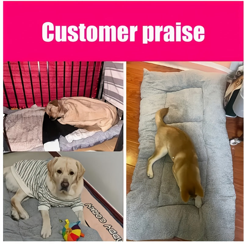 Plush Dog Sofa Bed in Grey, Thickened Soft Polyester Rectangular Pet Sleeping Pad for Dogs and Cats, Cozy Home Lounging and Crate Mat Use