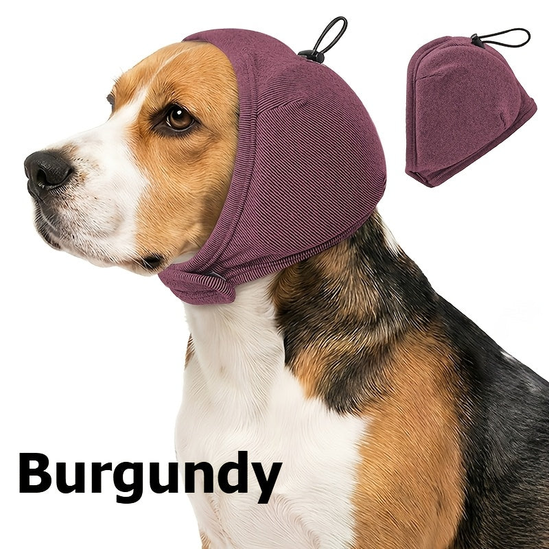 Dog Grooming Hood with Foam Pad, Adjustable Head Wrap for Supervised Bathing and Grooming Routines, Brown Dark Gray or Crimson in S M L