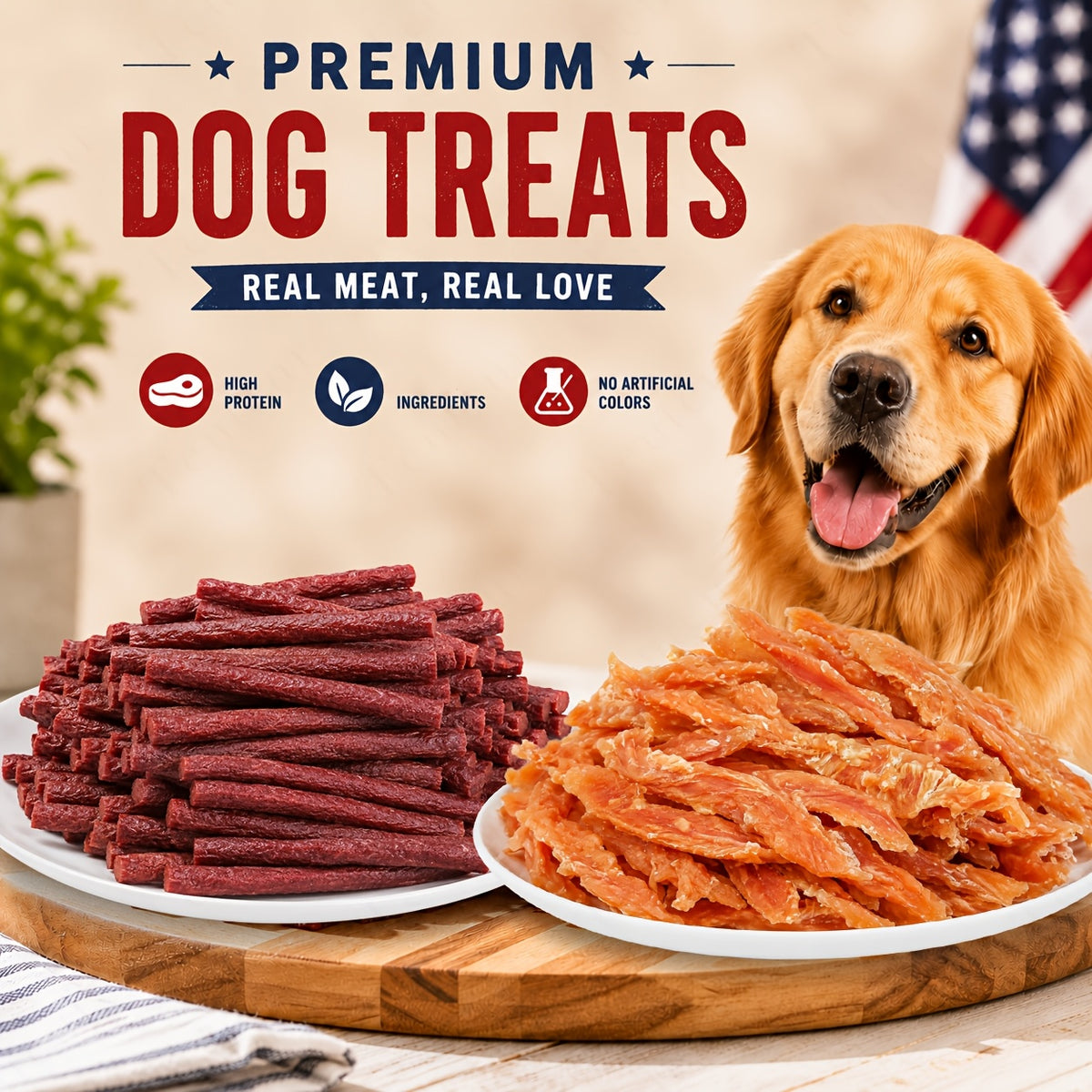 Beef Strip Dog Treats with 80g Beef or 80g Chicken + 80g Air-Dried Beef Options for Supervised Snack Time, Everyday Training Rewards and Travel Treat Breaks