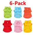 Collared Dog Shirts 6 Pack, Breathable Polo T-Shirts for Small and Medium Dogs and Cats, XS to XL Pet Clothing for Daily Outfits and Photos