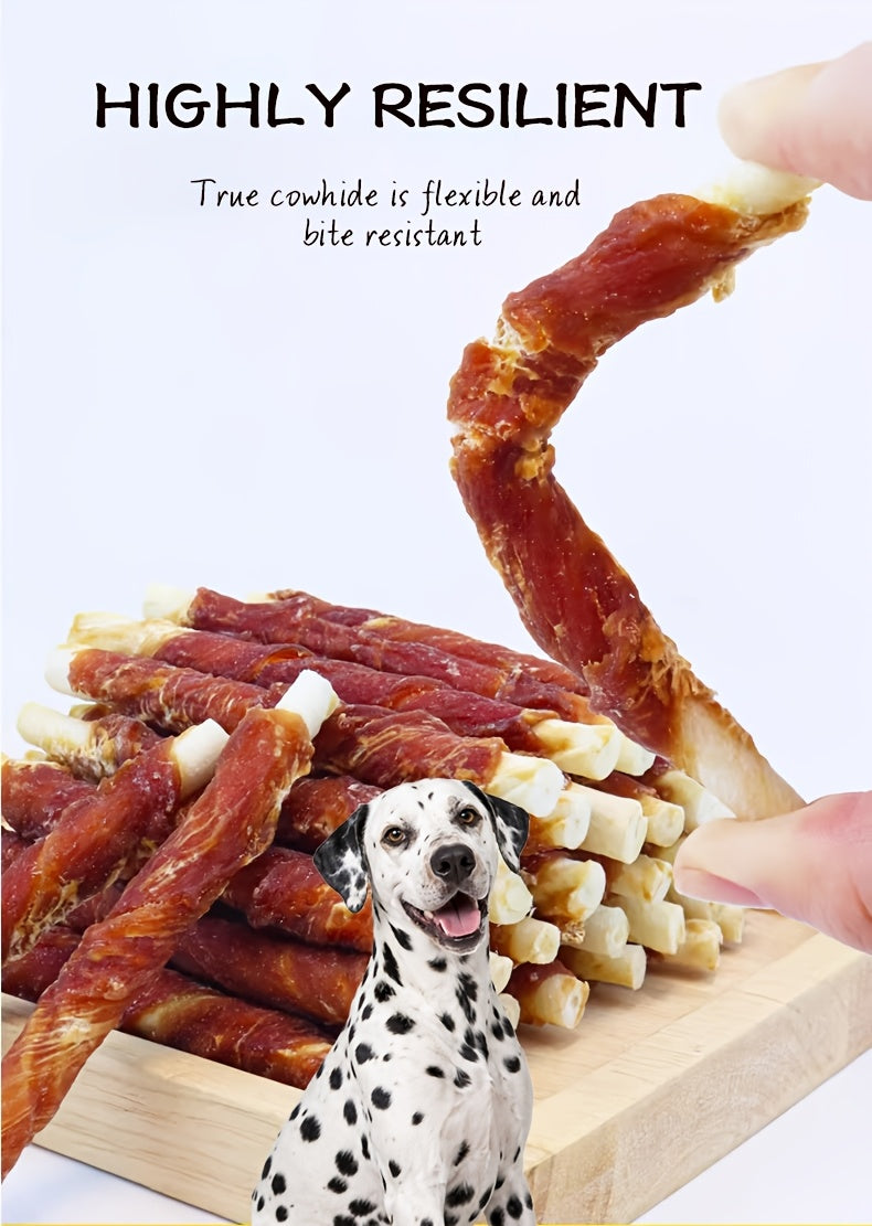 Chicken and Duck Wrapped Rawhide Dog Chews, 3.53oz Mixed Beefhide Stick Treats with Meat Wrapping for Supervised Chewing and Everyday Reward Time