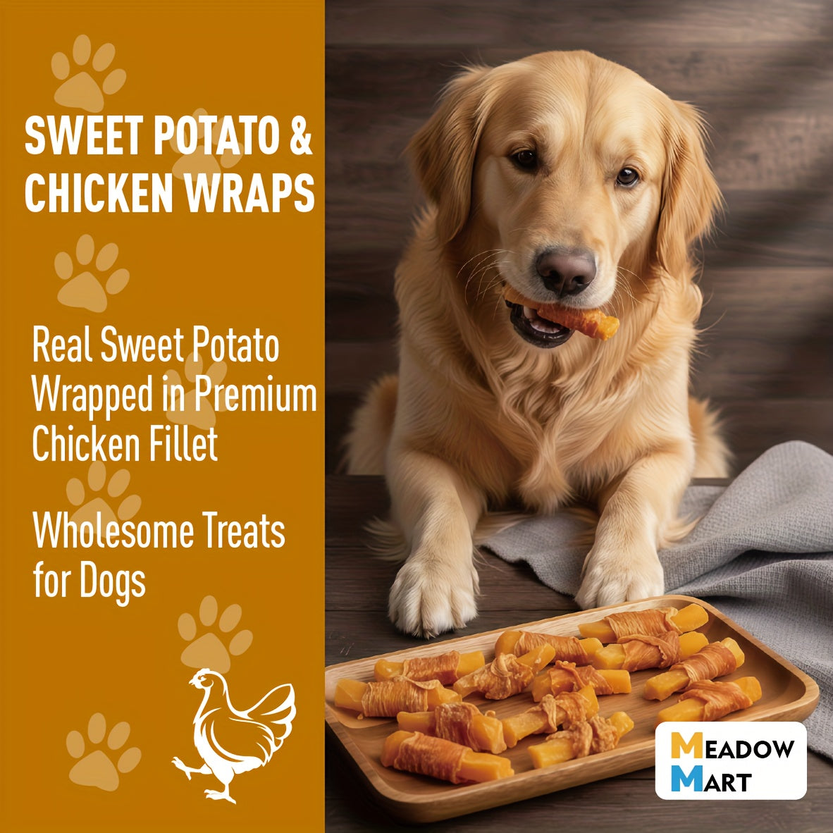 Chicken-Wrapped Sweet Potato Fries for Dogs, Chewy Dog Treats in 600g or 900g Packs for Supervised Snack Time, Everyday Rewards and Pet Gifts