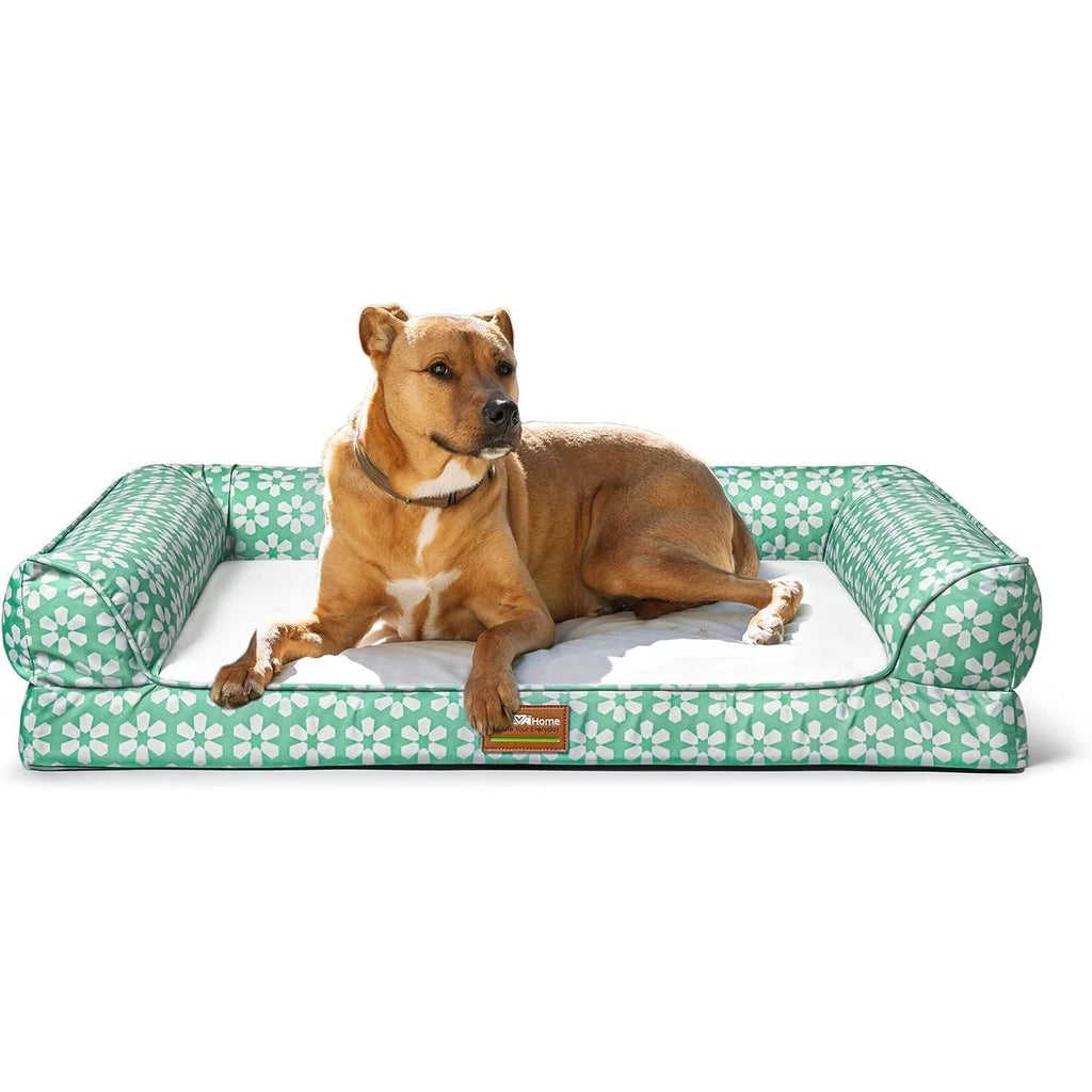 Dog Bed with Removable Bolsters, Egg Crate Foam Pet Sofa with Machine Washable Cover and Non-Slip Bottom, M L XL Sizes in Three Color Options