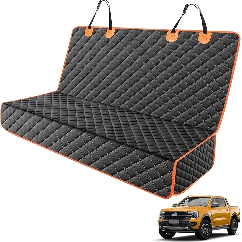 Rear Seat Cover for Dogs, Anti-Slip Dog Car Seat Protector in Black with Black or Orange Edge for Everyday Drives and Pet Travel