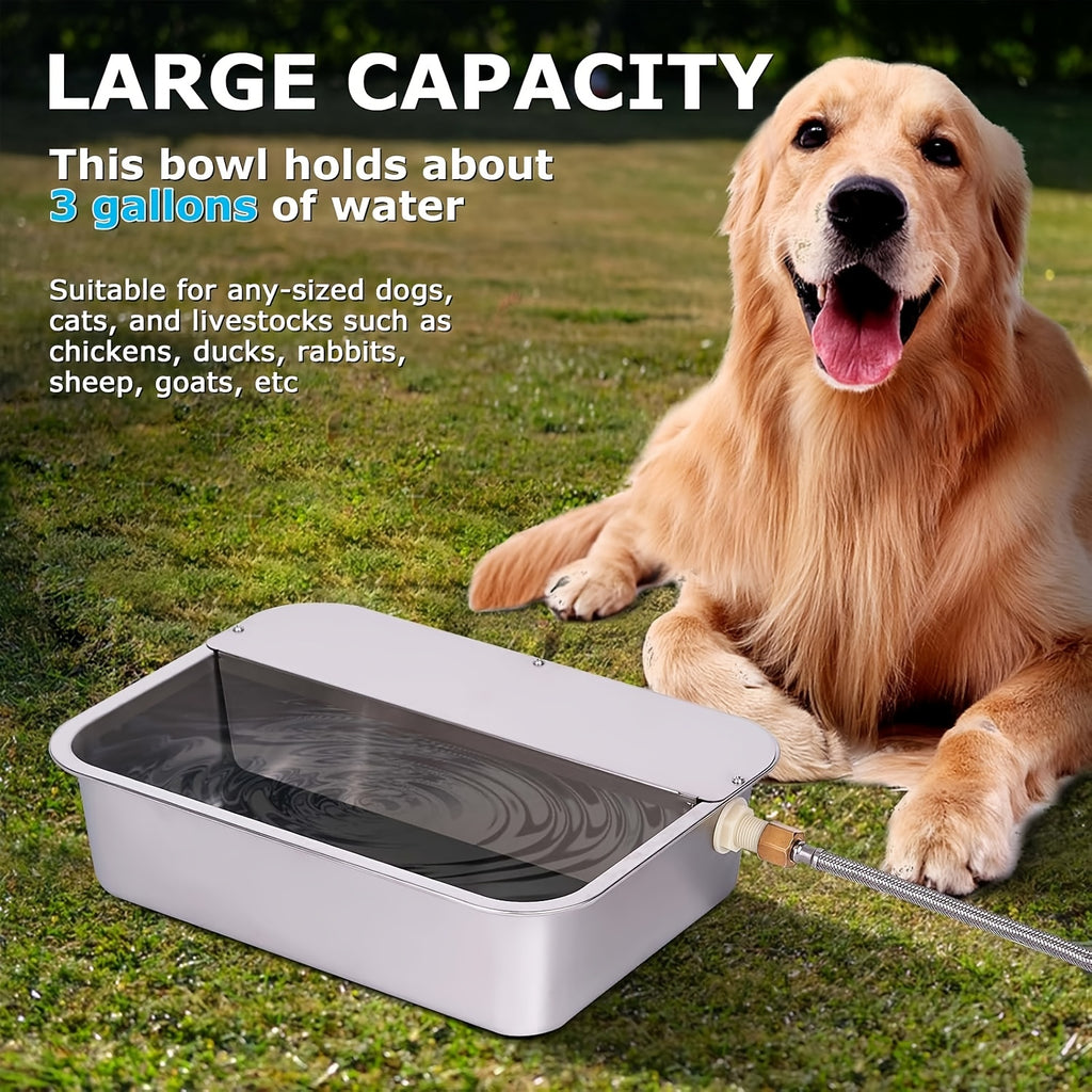 Automatic Outdoor Dog Waterer 3 Gallon, Stainless Steel Self-Filling Water Bowl for Large Dogs, Cats, Chickens, Goats and Sheep