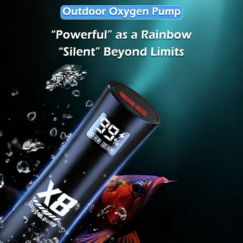 Portable Aquarium Air Pump with 2 Air Stones, 5W Dual-Hole Aerator with Buckle for Fish Tanks, Small Ponds and Hydroponic Setups