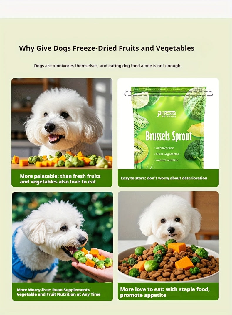 Freeze Dried Dog Treats with Fruit and Vegetable Options, Six Selectable Snack Styles for Supervised Training Rewards and Dog Food Toppers