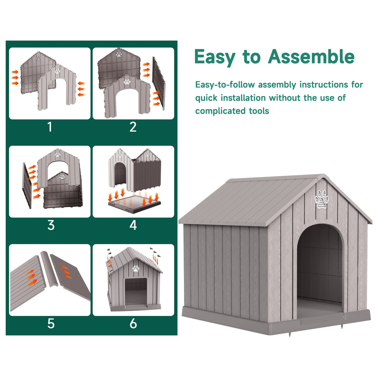 Slanted Roof Dog House with Ventilated Design, Indoor Outdoor Pet Shelter for a Dedicated Resting Area, Four Listed Color and Model Options