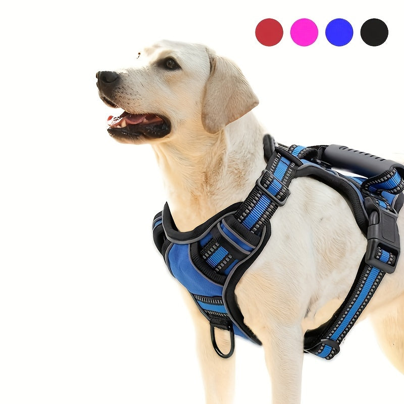 Front and Back Clip Dog Harness, Adjustable Reflective Oxford Walking Vest with Control Handle for Small, Medium and Large Dogs, XS to XL
