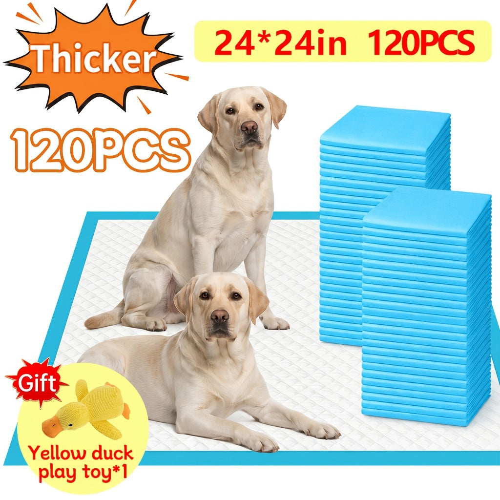 Puppy Potty Pads with Bonus Bags or Duck Toy, Extra Large Absorbent Leakproof Dog Pee Pads for Indoor House Training and Everyday Accidents
