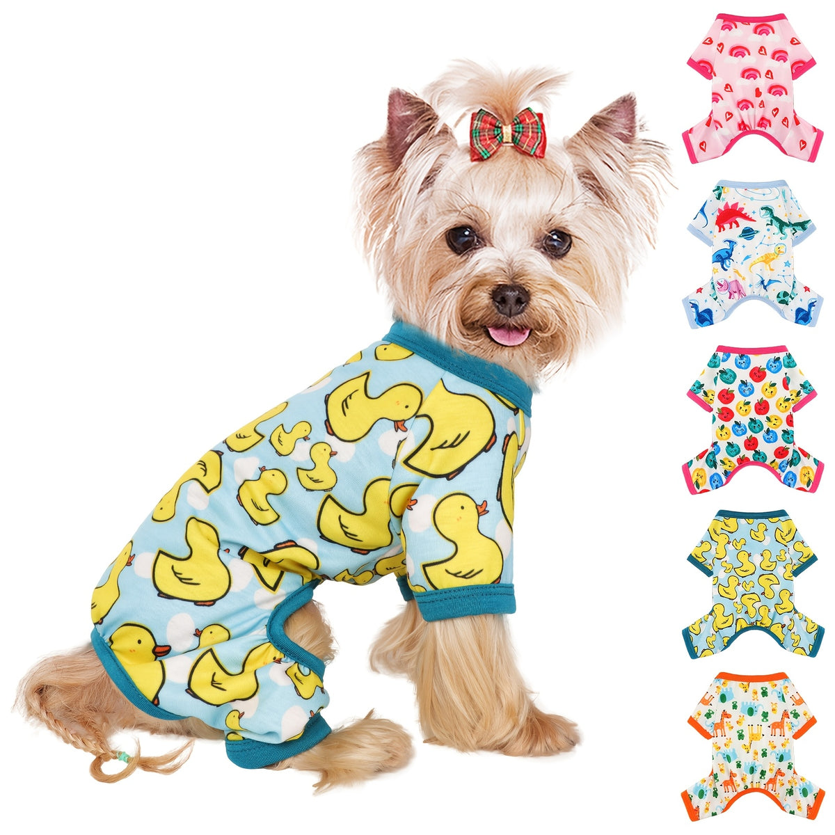 Four-Leg Dog Pajamas for Small Dogs and Cats, Soft Stretch Knit Pullover Pet Onesie for Spring Summer Lounging, XS S M L in Five Color Options