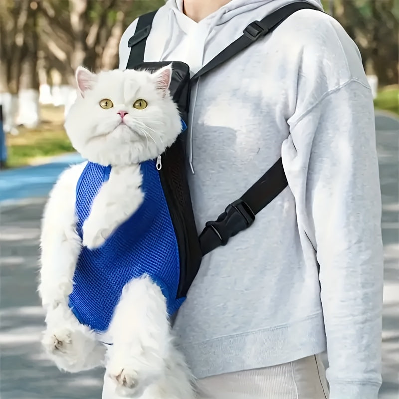 Dog Front Carrier Backpack for Cats and Small Dogs, Breathable Mesh Legs-Out Pet Carrying Bag with Adjustable Straps for Outdoor Walks