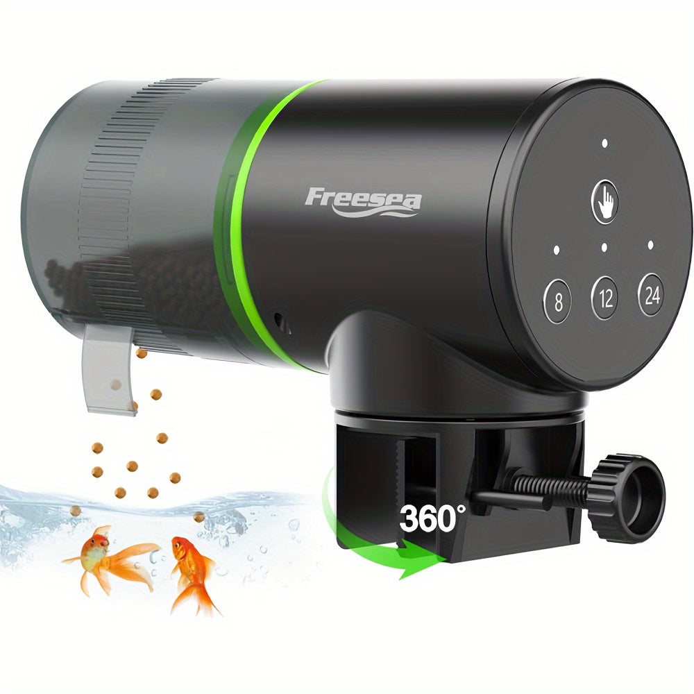 Automatic Aquarium Fish Feeder with Vacation Timer, Adjustable Electric Fish Food Dispenser with Two Mounting Methods for Home Tank Feeding Routines