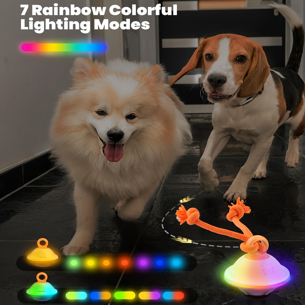 Automatic Rolling Dog Ball with Voice Recording and Rope, Interactive Moving Puppy Toy for Small and Medium Dogs, Supervised Chase Play