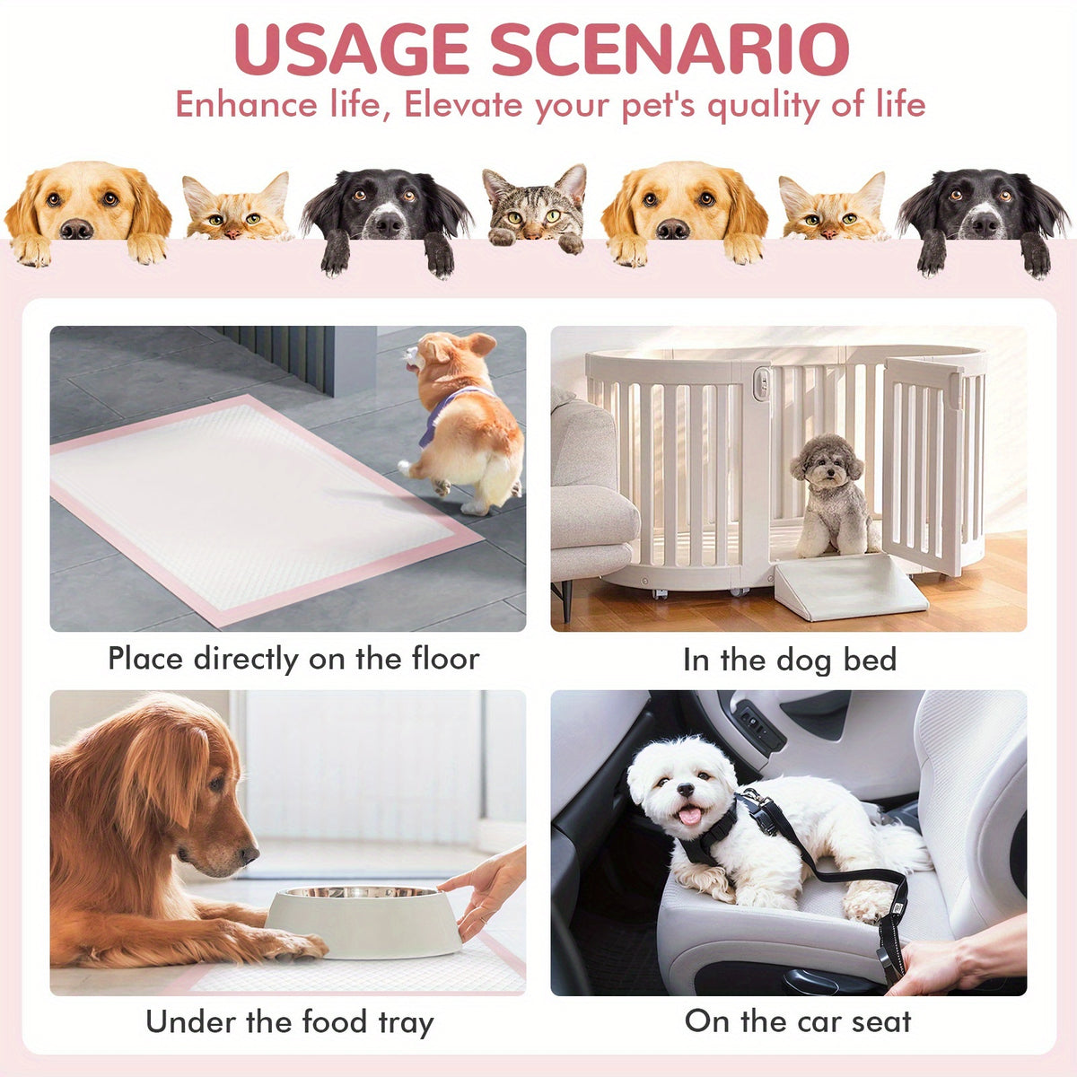 Pink Puppy Pee Pads 100 Count, 23.2 x 23.2 Inch Six-Layer Absorbent Pet Potty Training Mats for Indoor Housebreaking, Kennels and Everyday Home Care