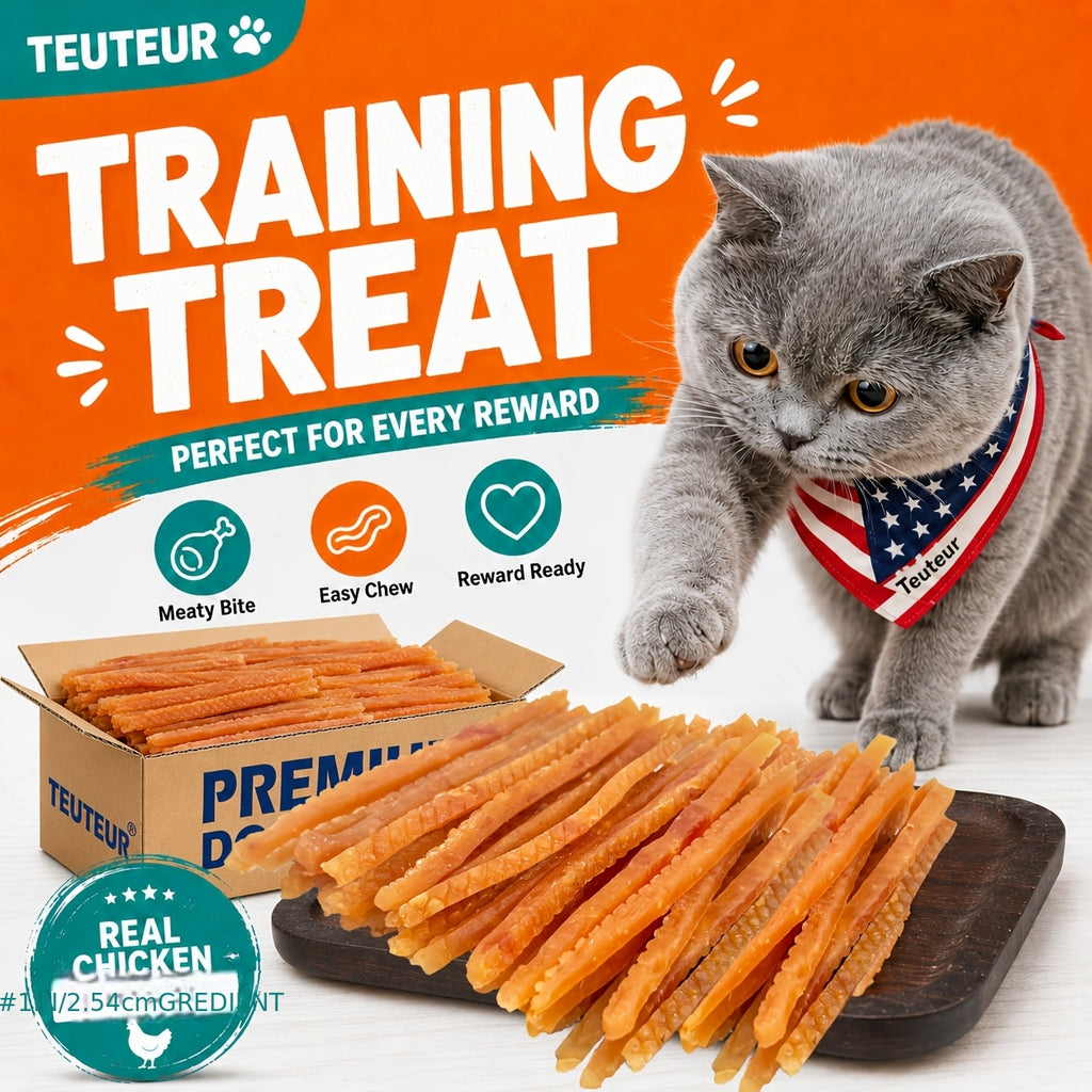 Chicken Jerky Cat Treats with Soft Shreds, Chicken or Chicken and Duck Blend Options for Supervised Snack Time, Training Rewards and Bonding