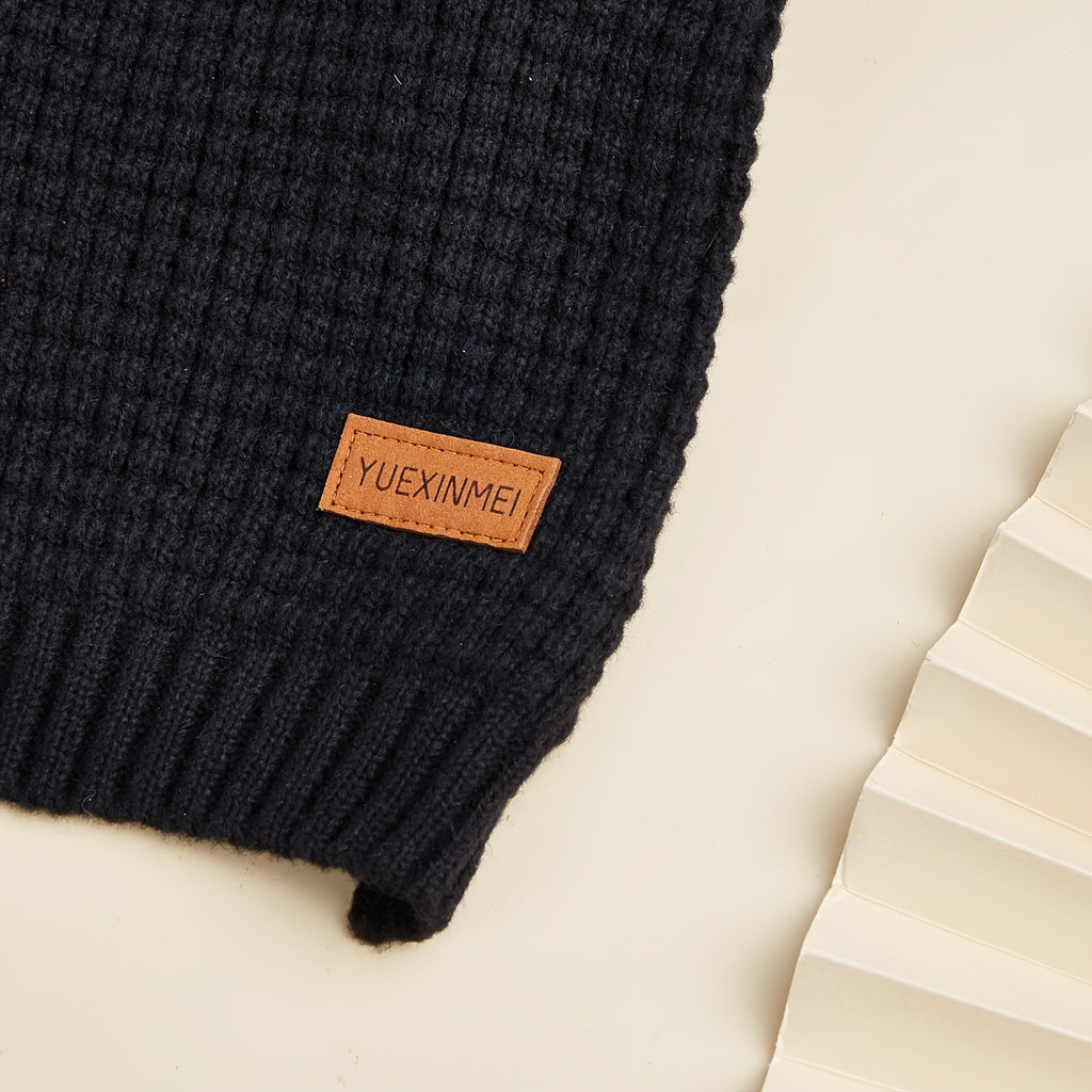 Black High Neck Pet Sweater with Ribbed Cuffs and Snap Buttons, Polyester Clothing for Dogs and Cats, XS M L XL XXL Options for Cool Weather