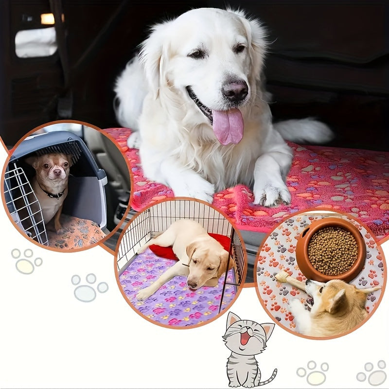 Pet Blankets 8 Pack for Dogs and Cats, Soft Flannel Paw Print Throws, Machine Washable Bedding Layers for Everyday Rest and Cozy Home Naps