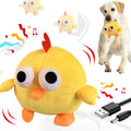Interactive Plush Dog Toy with Bouncing Ball and Sound, USB Rechargeable Cartoon Animal Pet Toy for Supervised Indoor Chase and Play