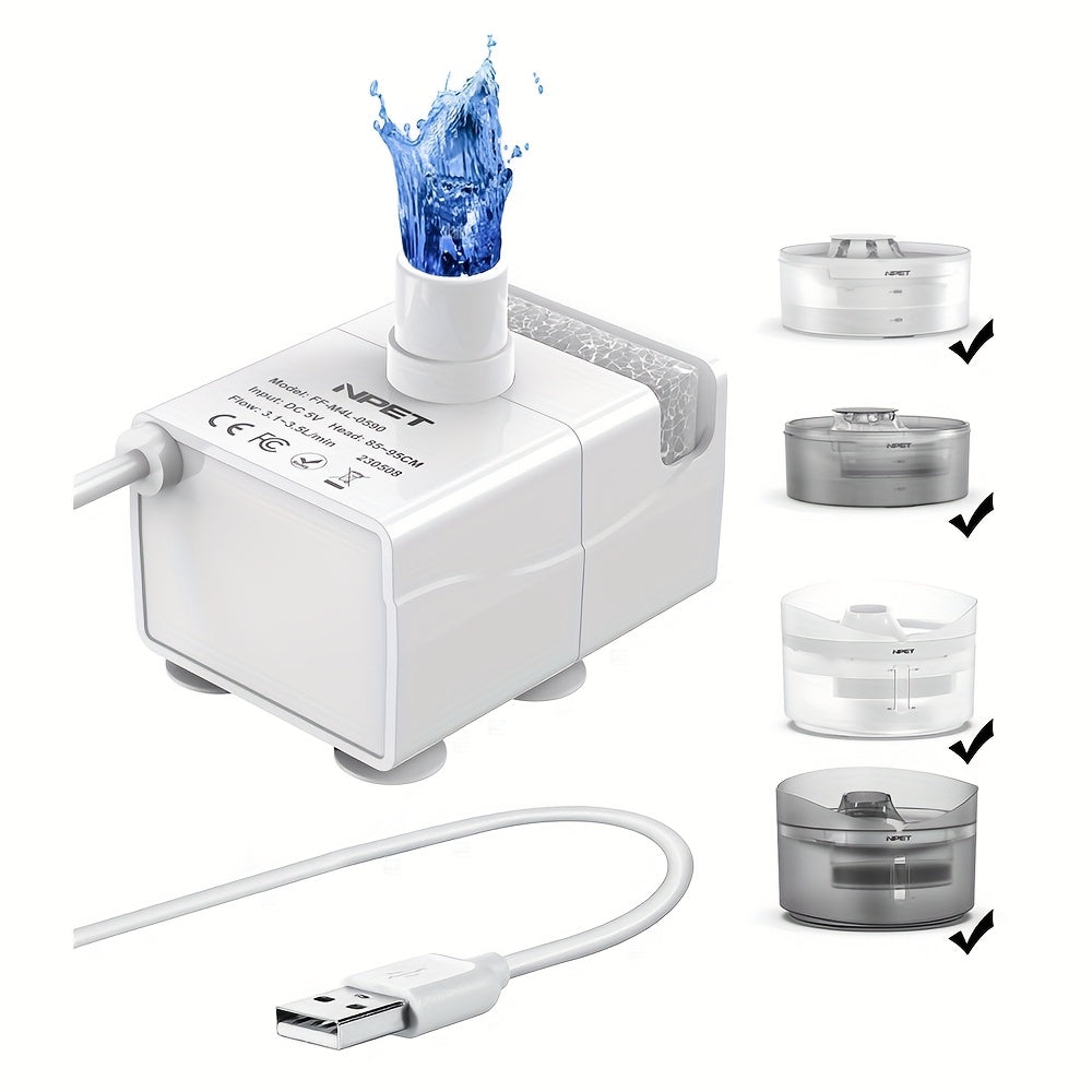 Dog Water Fountain Replacement Pump for NPET DF10 and DF30 Models, White Spare Water Pump Component for Compatible Pet Drinking Fountain Maintenance