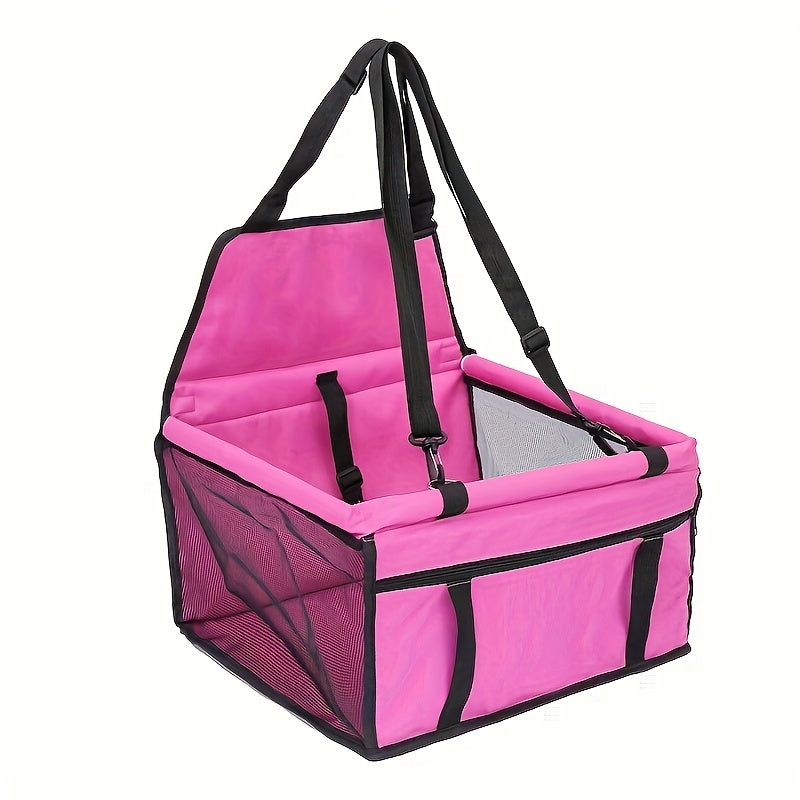Foldable Dog Car Seat Bag with Mesh Sides and Front Storage Pocket, Portable Travel Carrier for Small Dogs, Cats and Puppies