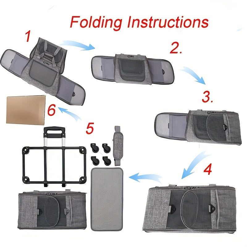 Cat Carrier with Wheels and Carrying Style Options, Foldable Mesh Pet Travel Bag in Light Grey or Pink for Vet Visits and Everyday Trips