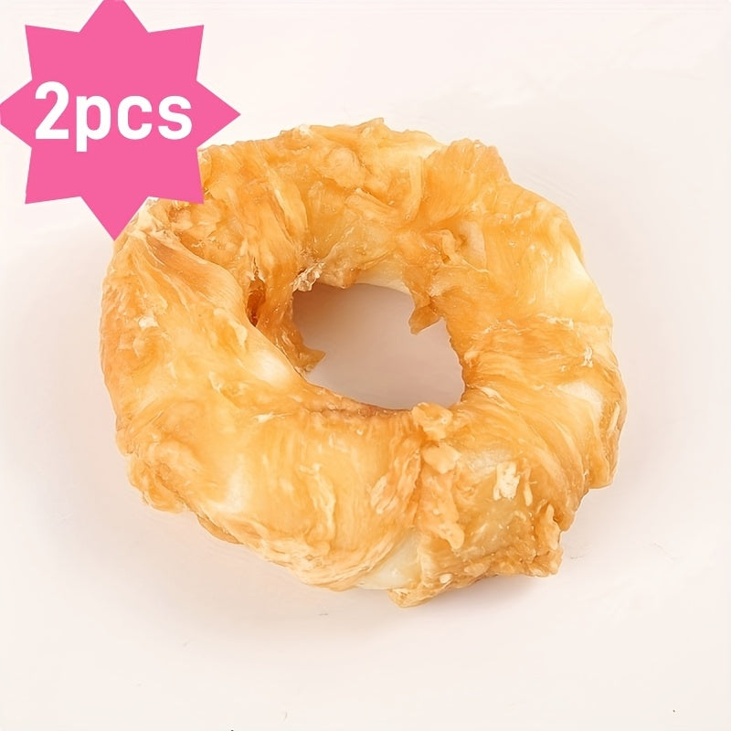 Donut Dog Treats with Chicken or Duck Meat Wrap, Ring-Shaped Snacks in 6-Piece or Two-Pack Options for Supervised Rewards and Everyday Treat Time