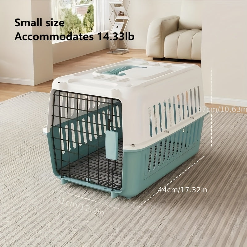 Small Pet Travel Carrier Box with Ventilated Design, Portable Transport Case for Vet Visits and Everyday Trips in Green, Blue or Purple