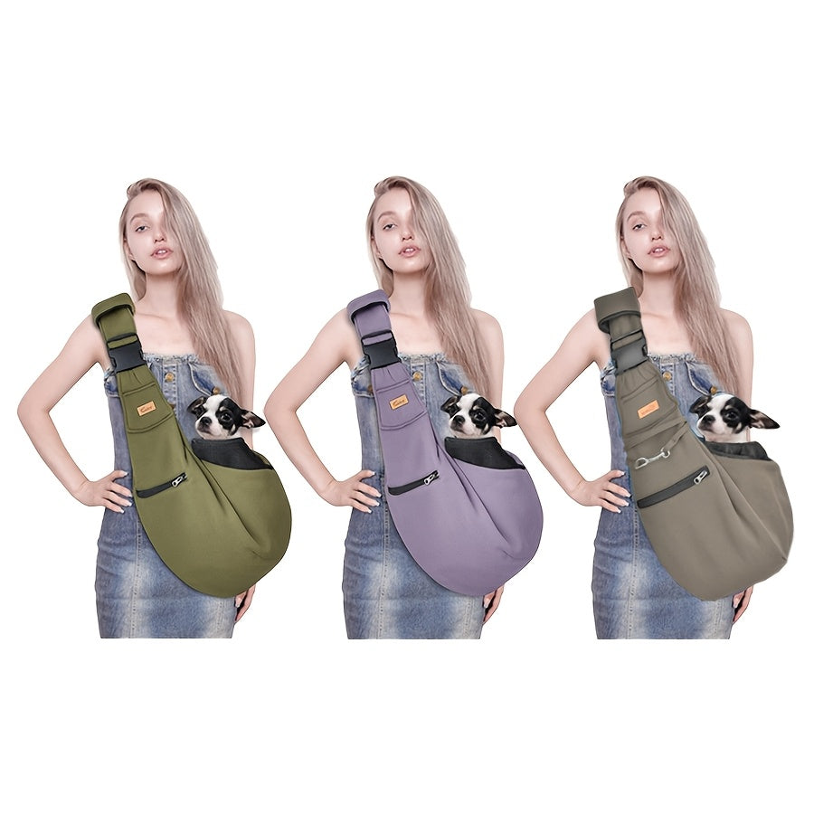 Pet Sling Carrier with Padded Hard Bottom, Adjustable Dog and Cat Shoulder Bag for Carrying Puppies on Everyday Outings, Five Color Options