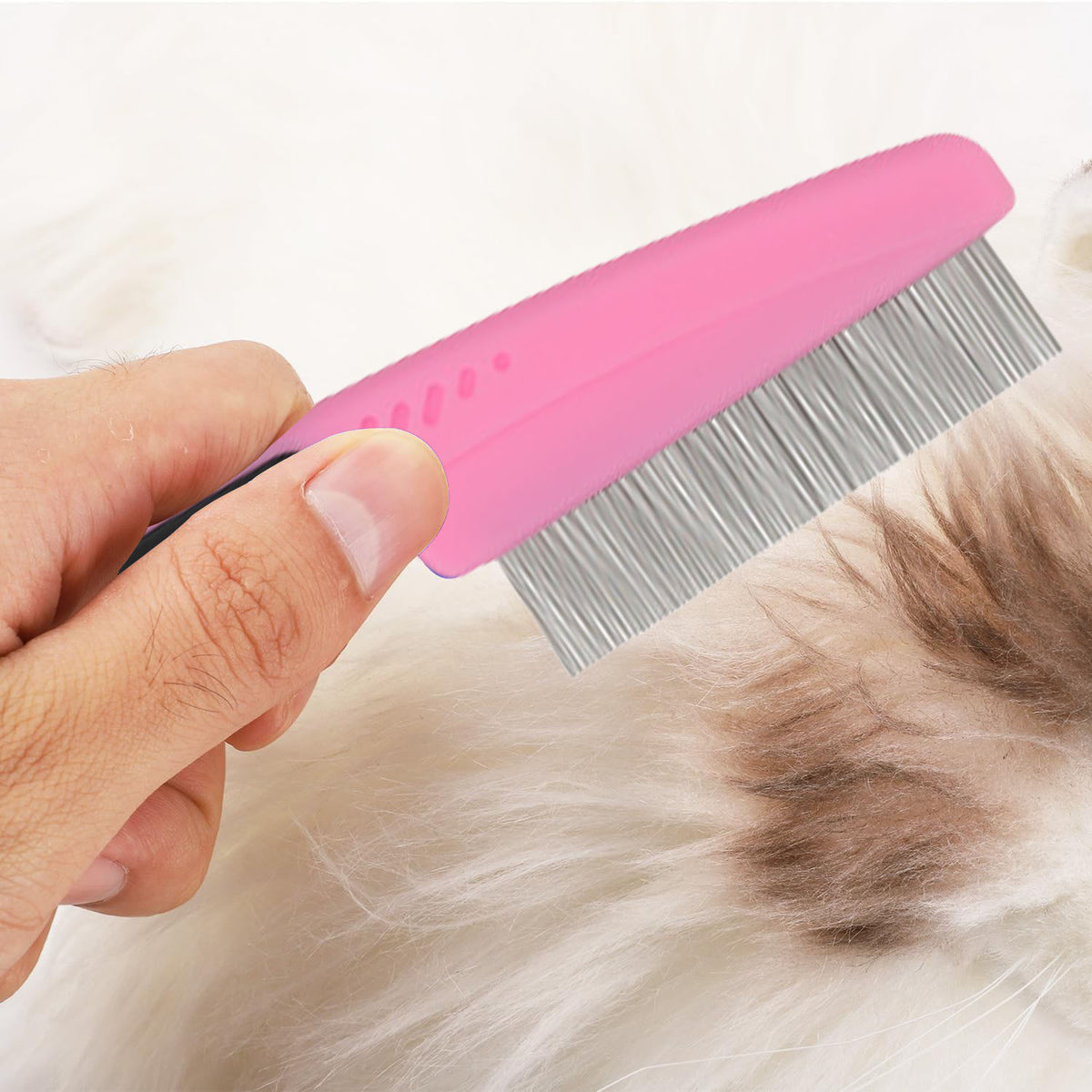 Pet Grooming Kit with Deshedding Gloves, 11-Piece Pink Set Including Brushes, Scissors and a Towel for Everyday At-Home Coat Care