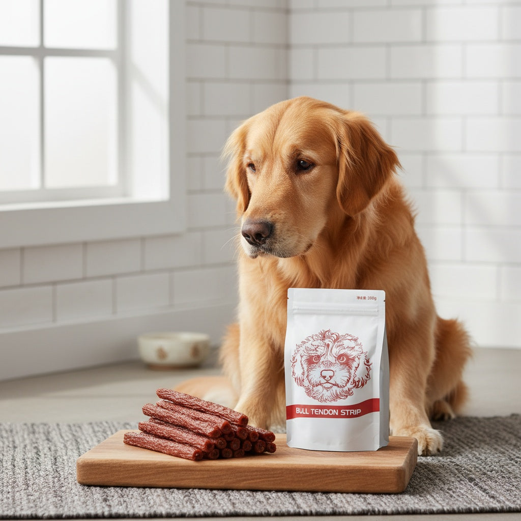 Dried Beef Tendon Strips for Dogs, 250g Single Bag or 500g Two-Pack Options, Chewy Jerky Snacks for Supervised Rewards and Training Routines