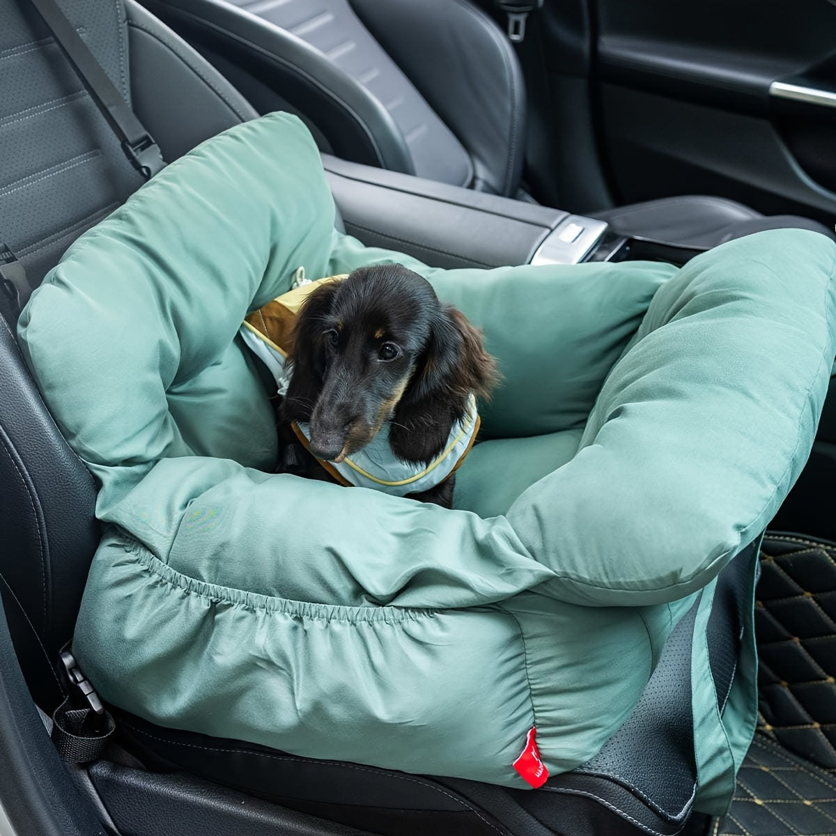 Portable Dog Car Seat with Carry Straps, Cushioned Pet Travel Bed for Dogs and Cats with Attachment Hook and Buckle, Seven Color and Style Options