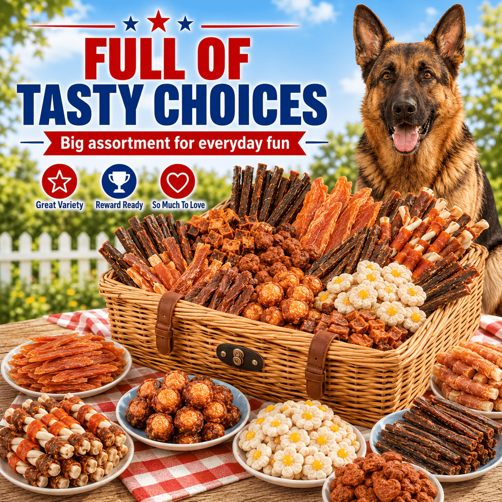 Dog Snack Combo Pack with Chicken-Flavored Milk Bars, Biscuits and Duck Chew Options, Assorted Jerky Treat Packs for Everyday Rewards