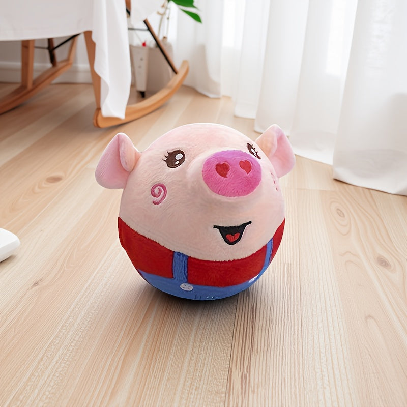 Interactive Plush Pig Ball Toy with Automatic Rolling and Sound, USB Rechargeable Moving Pet Toy for Supervised Dog and Cat Play