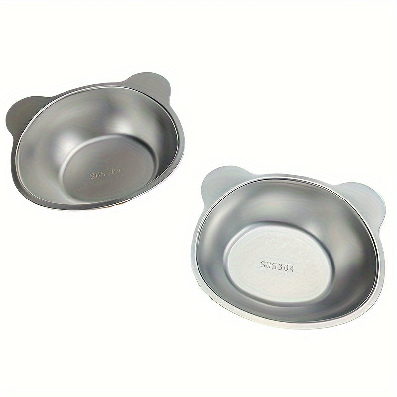 Stainless Steel Cat Ear Bowls with 15 Degree Tilted Elevated Stands, 2 Sets of Raised Pet Dishes for Everyday Food and Water