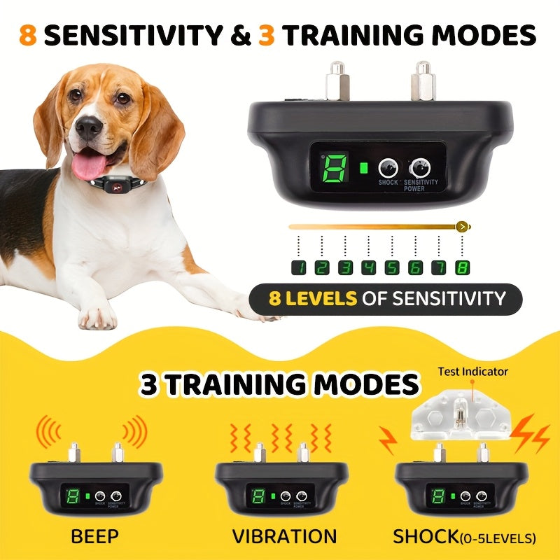 Automatic Dog Bark Collar with Adjustable Black Strap, 3 Listed Modes and Digital Display for Owner-Supervised Bark Control Training
