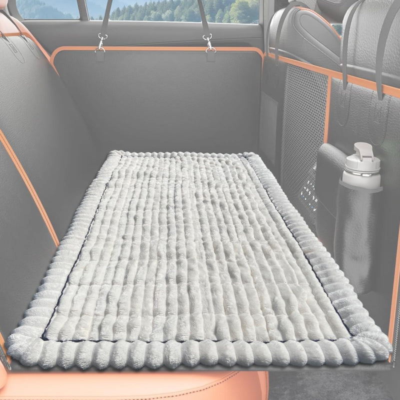 Dog Car Seat Mat with Ribbed Plush Surface, 24.8 x 51.18 Inch Non-Slip Pet Travel Pad in Four Colors for Compatible Cars, SUVs and Trucks