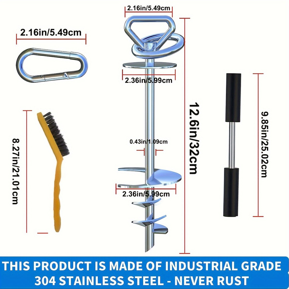 Spiral Dog Tie Out Stake, 13-Inch 304 Stainless Steel Ground Anchor with 360° Swivel for Supervised Backyard and Camping Use, 1 or 2 Sets