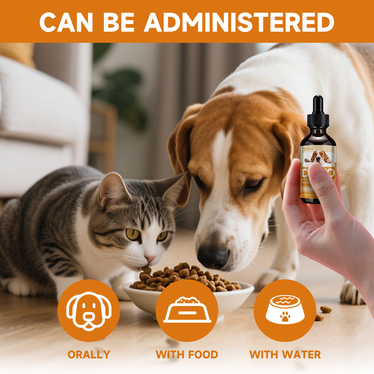 Herbal Pet Supplement Drops for Dogs and Cats, 2 fl oz Liquid Formula with Wormwood, Black Walnut and Pumpkin Seed, One to Three Bottle Options